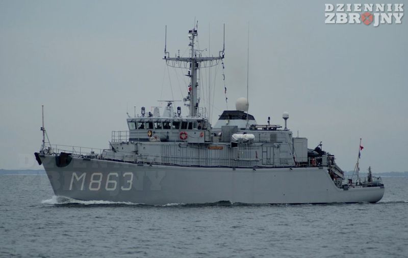 Holenderski niszczyciel min HNLMS Vlaardingen.